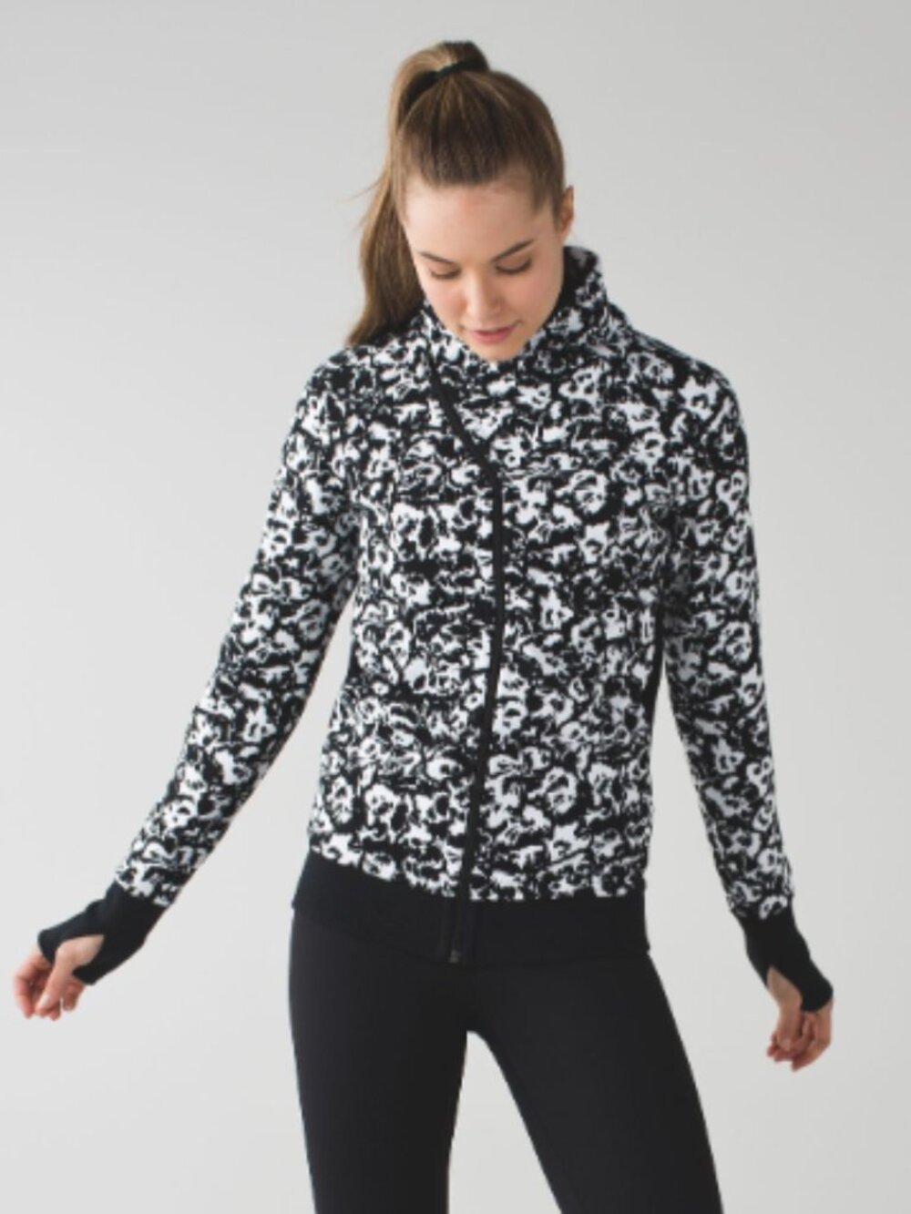 Lululemon Cozy Cuddle Up Jacket Like New 12 Fleur Sombre White Black / White / B